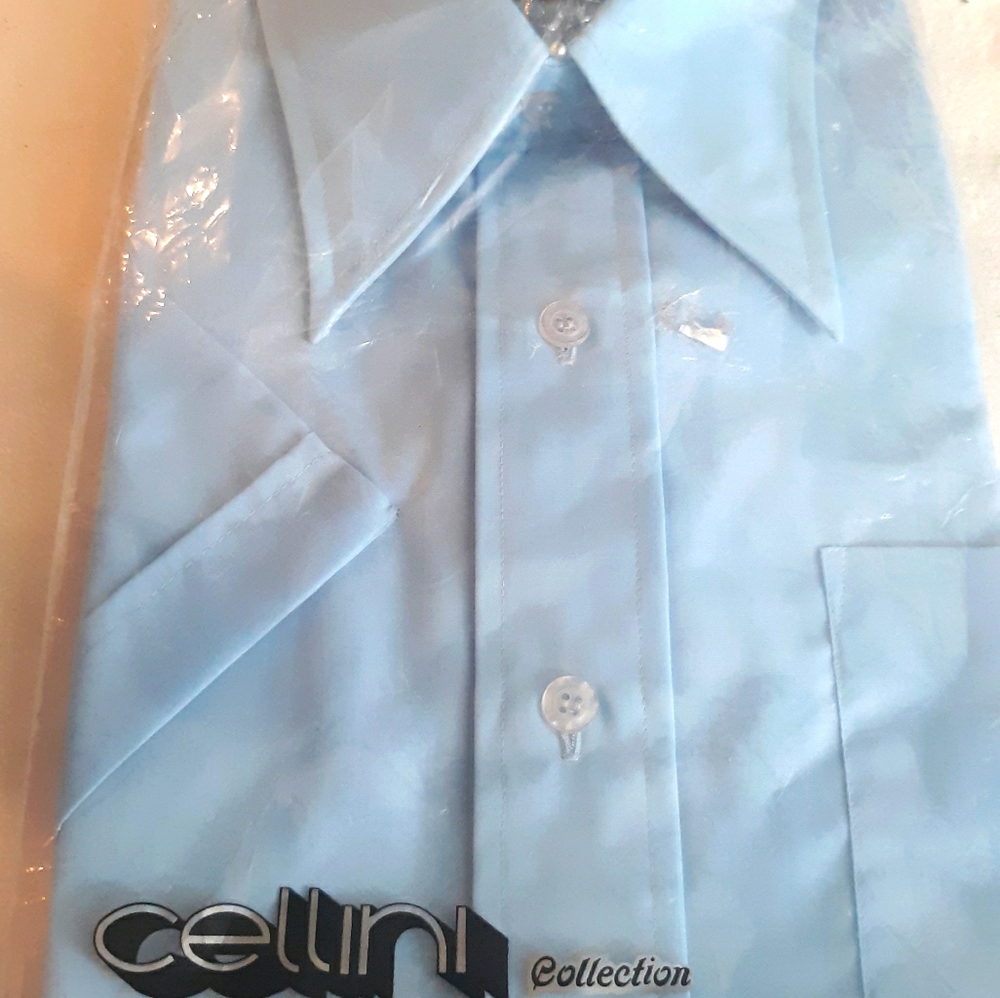 Vintage Cellini collection blue button down shirt